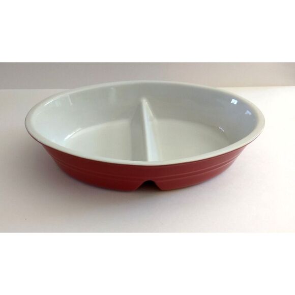 Sur La Table‎ Stoneware 2-Section Dish Casserole Red Oven to Table Portugal NWT - Picture 1 of 16